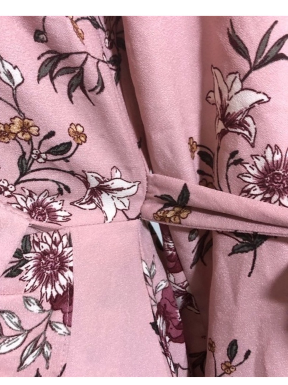 NWOT Pink Floral Faux Wrap Long Sleeve Dress New - Picture 5 of 7